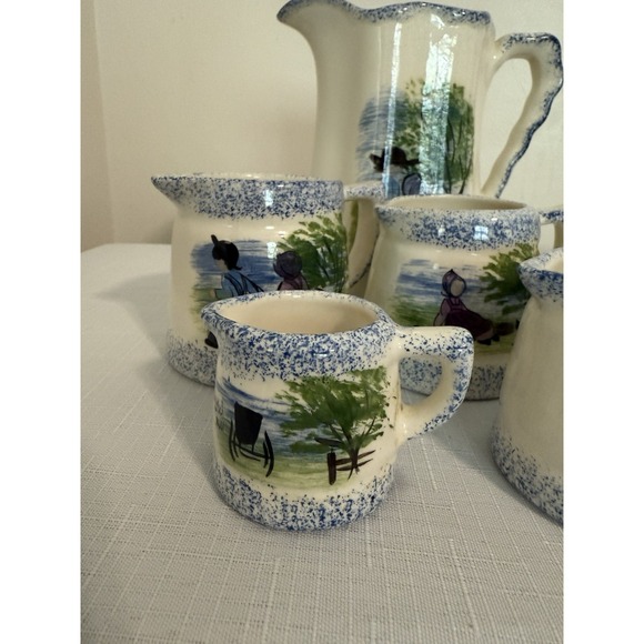 Vintage Jeanne Koch Amish Folk Art‎ Pitcher With Measuring Cups - Picture 4 of 16